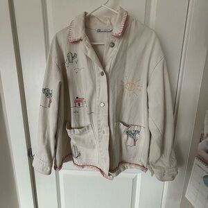 Zara Embroidered Shirt Jacket